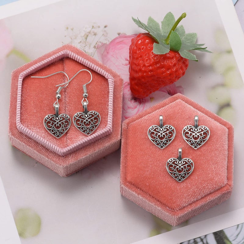 Weyuley 100pcs Antique Silver Plated Hollow Lovely Heart Charms Pendant DIY Bracelets Necklace Jewelry Making Craft Wholesale 16mmx14mm(A285) - Image 4